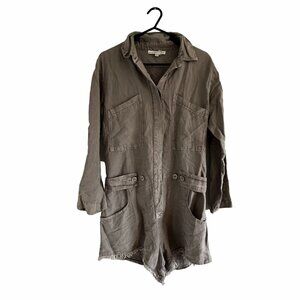 Young Fabulous and Broke River Raw Long Sleeve Romper Dark Gray Size Small